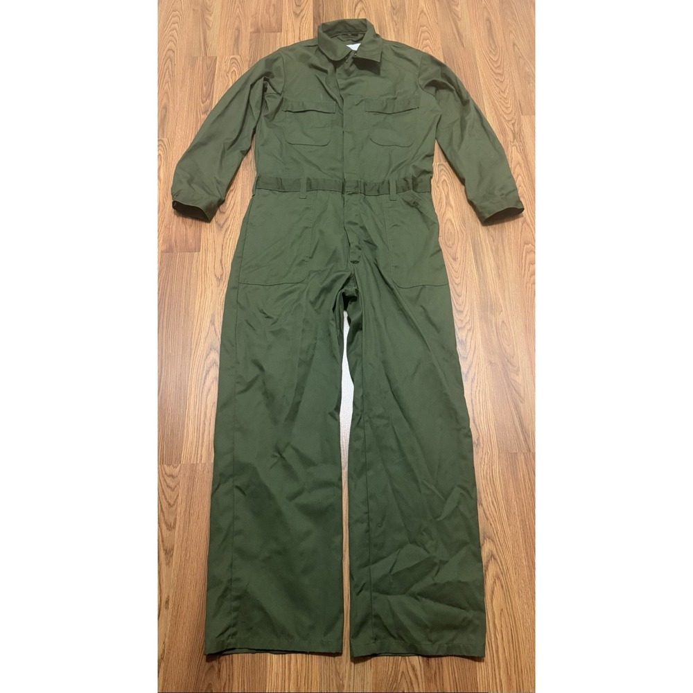US Military Coveralls Mens 44 Long Utility Olive Green UNICOR Mechanic Workwear